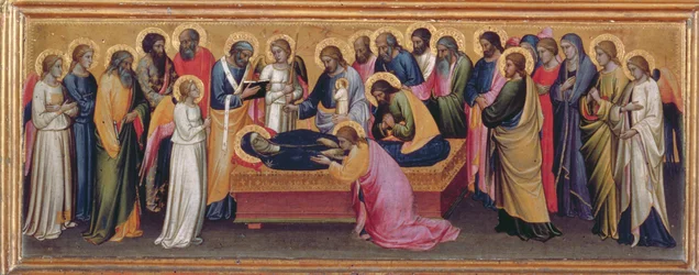 Madonna mit Kind und Heiligen, Detail der Predella, die den Tod der Jungfrau darstellt (Detail)
